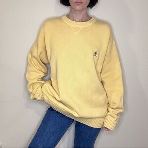90’s Vintage Tommy Hilfiger | Yellow Crew Neck Cotton Pullover | Size Xl